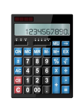 dual power shiny, basic pocket calculator isolated on white backgroundのeditorial素材