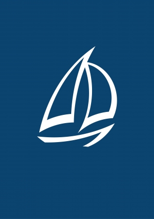 stylized yacht  white on blue background のイラスト素材