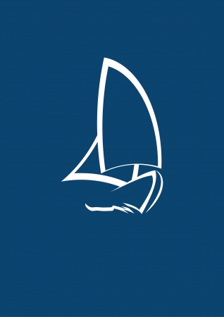 stylized yacht  white on blue background のイラスト素材