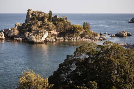 Isola Bella Taormina Sicily Italyの写真素材