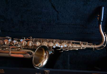 Vintage yellow saxophone is in the bagの写真素材