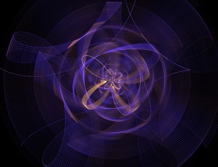 fantasy abstract flower blue waves on black background