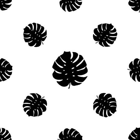 Seamless tropical pattern. The leaves of tropical plants, mystery, vines, done in black ink.の写真素材