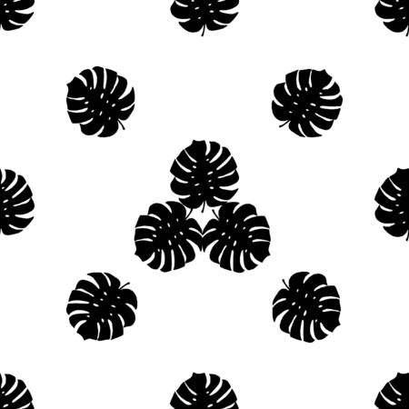 Seamless tropical pattern. The leaves of tropical plants, mystery, vines, done in black ink.の写真素材
