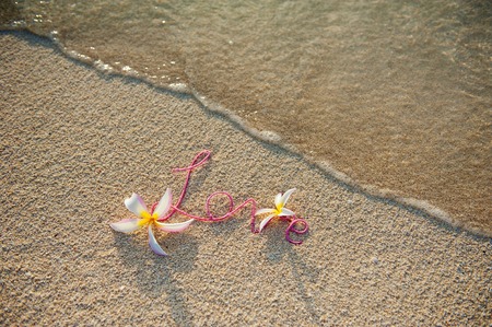 declaration of love on the beach in Maldivesの写真素材