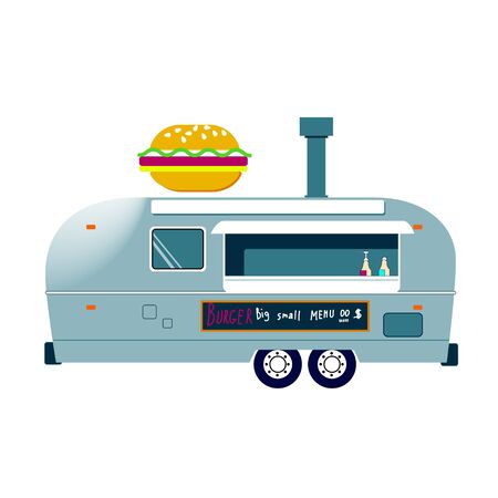 Burger Food Truck Vector Icon.