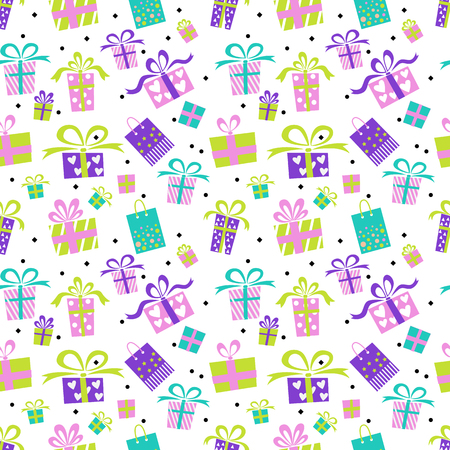 Gift boxes, presents isolated on white. Colorful wrapped. Sale, shopping concept. Collection for Birthday, Christmas. For Vector Cartoon flat designのイラスト素材