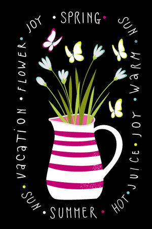 A jug with a bouquet of flowersの写真素材