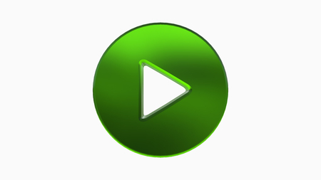 Green 3D play button front viewの写真素材