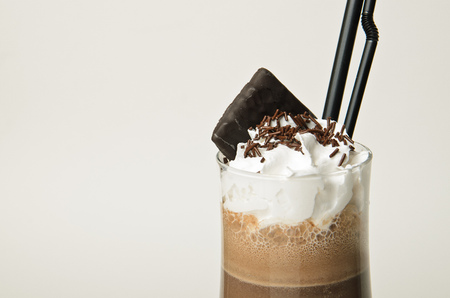 milk chocolate smoothie with whipped cream detailの写真素材