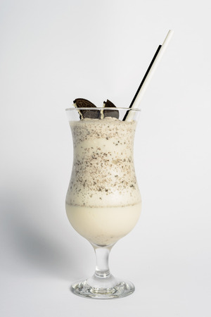 Banana smoothie with biscuitsの写真素材