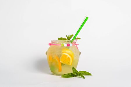 Ice lemonade with mintの写真素材