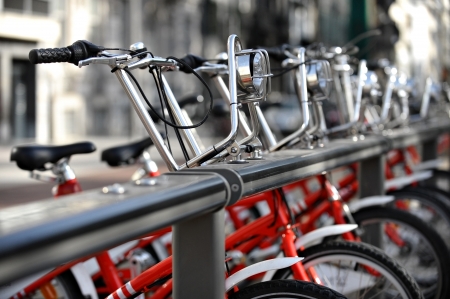 Bikes for rent are seen in a velo station
の写真素材