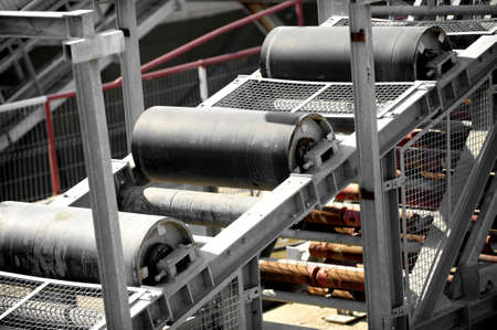 Industrial view with a band conveyor in standbyの写真素材
