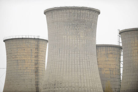 Four power plant cooling chimneys
