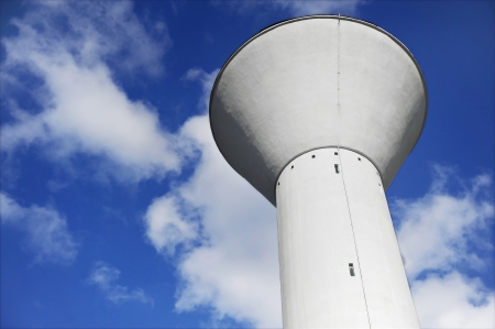 Water storage tank with blue sky on backgroundの写真素材