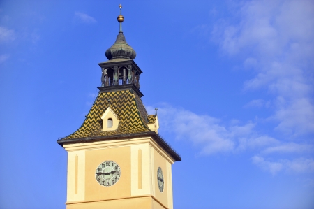 Old clock tower with blue sky の写真素材