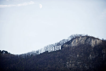 Brasov city sign on top of Tampa mountain