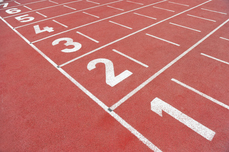 Track and field sprint finish line with no people