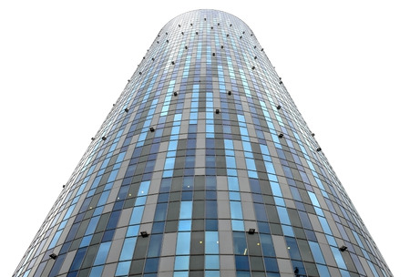 New tower shaped office building isolated on white background