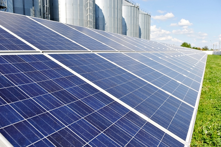 Renewable energy industry detail with photovoltaic panelの写真素材