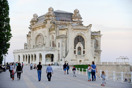 CONSTANTA, ROMANIA - MAY 26, 2015: Architecture shot with the old Casino in Constanta, Romania. The Casino is one of the main attractions in the city.のeditorial素材