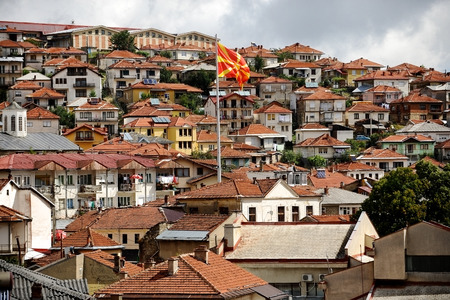 KRUSHEVO/MACEDONIA - AUGUST 17: General view of the mountain town of Krushevo, on August 17, 2015 in Macedonia.のeditorial素材