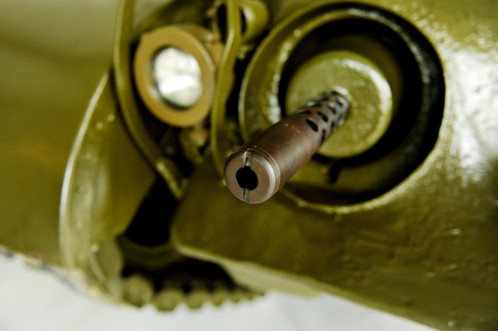 Detail shot with machine gun from an old tankの写真素材