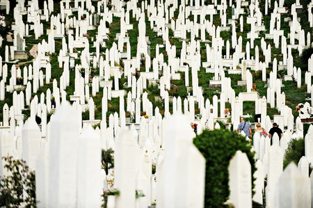 Muslim graves in the cemetery dedicated to the victims of the Siege of Sarajevoの写真素材