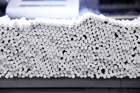 Cigarettes production process inside a modern factoryの写真素材