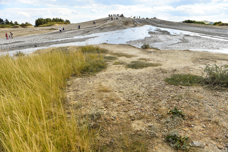 Mud volcanoes also known as mud domes in summer seasonの写真素材