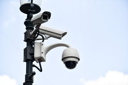 Video surveillance camera on a lighting pole
