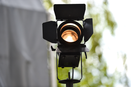 Outdoor shot with a professional lighting projectorの写真素材