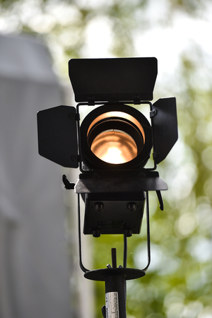 Outdoor shot with a professional lighting projectorの写真素材