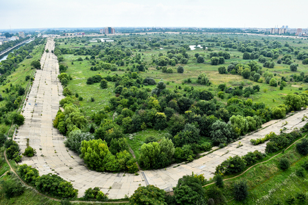 Aerial view of the Vacaresti Nature Park in Bucharestの写真素材