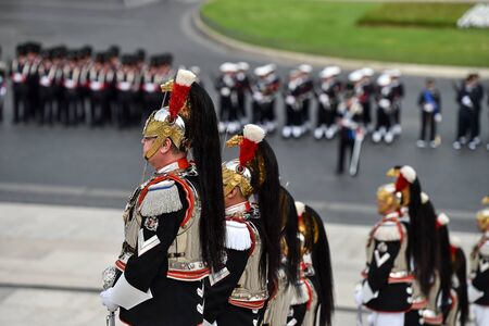 Rome, Italy - October 16, 2018: Soldiers from Italy's  national guard of honor during a military ceremony at Altar of the Fatherland in Rome.のeditorial素材