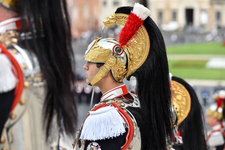 Rome, Italy - October 16, 2018: Soldiers from Italy's  national guard of honor during a military ceremony at Altar of the Fatherland in Rome.のeditorial素材