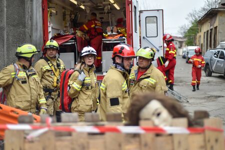 BUCHAREST/ROMANIA - APRIL 10, 2019: Emergency rescue team in action during the most complex medical...