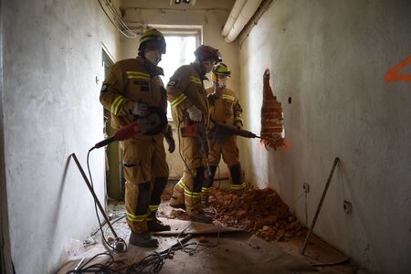 BUCHAREST/ROMANIA - APRIL 10, 2019: Emergency rescue team in action during the most complex medical exercise in the history of NATO, Vigorous Warrior 19, training to provide multinational medical support, strategic medical evacuation, increasing the levelのeditorial素材