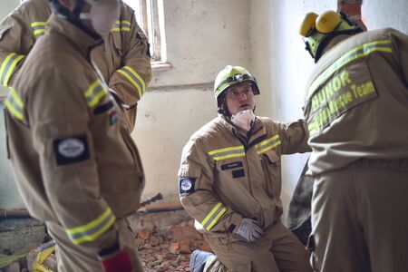 BUCHAREST/ROMANIA - APRIL 10, 2019: Emergency rescue team in action during the most complex medical exercise in the history of NATO, Vigorous Warrior 19, training to provide multinational medical support, strategic medical evacuation, increasing the levelのeditorial素材