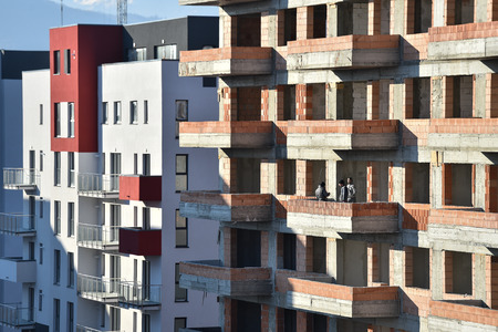 Construction team working on a construction siteのeditorial素材