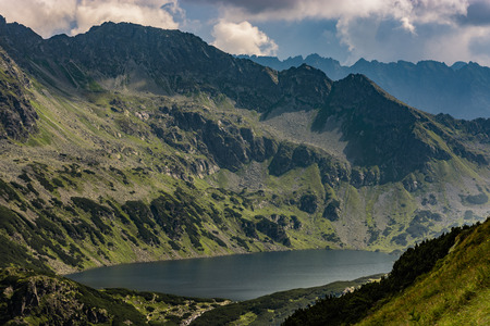 Great Polish Pond in Tatra Mountains, Lake in the Valley of the Five Polish Lakesの写真素材