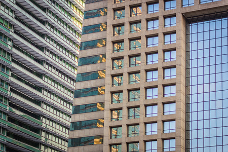 Two modern buildings in Bangkok, Thailandの写真素材