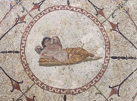 Risan, Montenegro ,March 12. 2016. Hypnos deity on Mosaic in Roman villa, from II Century B.C.のeditorial素材