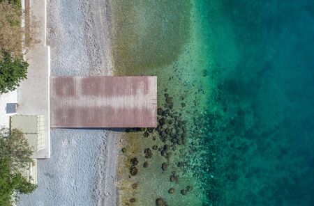 Aerial drone view of pierの写真素材