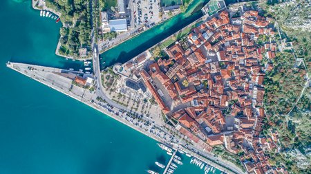 Old town of Kotor aerial viewの写真素材