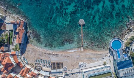 Beach Ricardova glava. Budva. Montenegro view from aboveの写真素材
