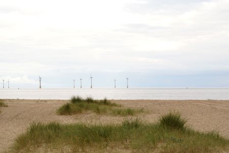Wind farm near Great Yarmouthの写真素材