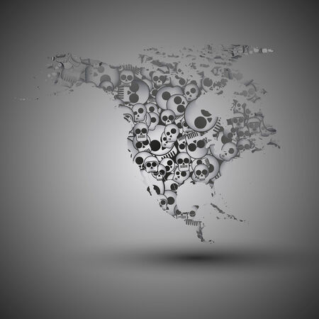 North america map in the form of skulls background vectorのイラスト素材