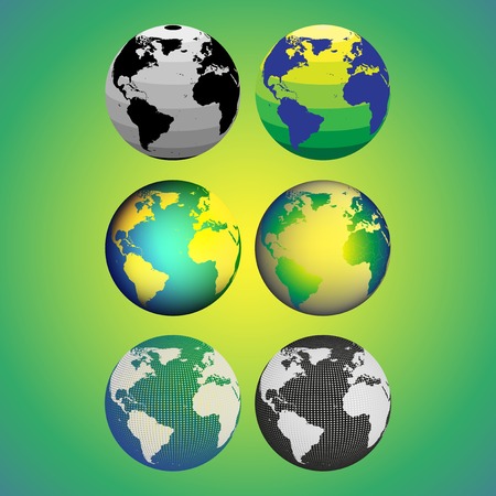 Set of abstract color globes world mapのイラスト素材